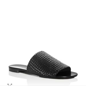 MICHAEL KORS COLLECTION BYRNE BLACK WOVEN SLIDE SANDALS